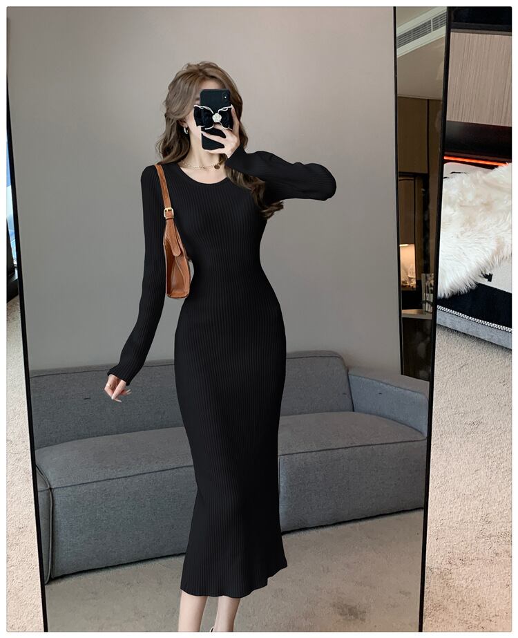 【dress】スリットニットワンピース　M18816