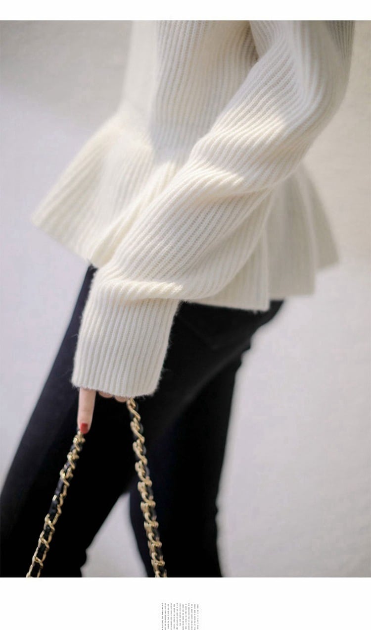 【tops】フリルニットセーター　M25419