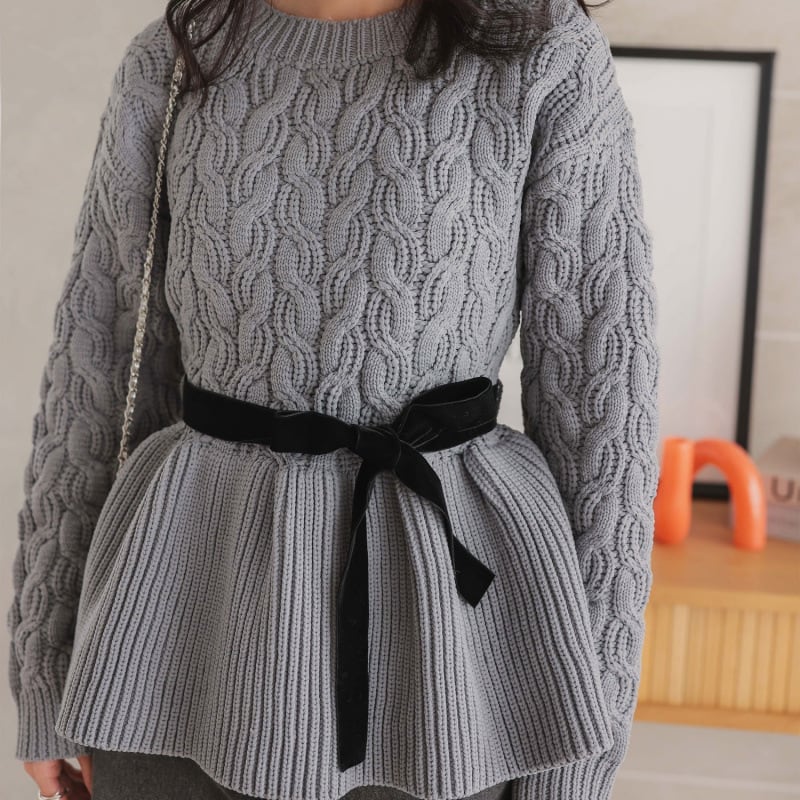 【tops】ペプラムニットセーター　M28783