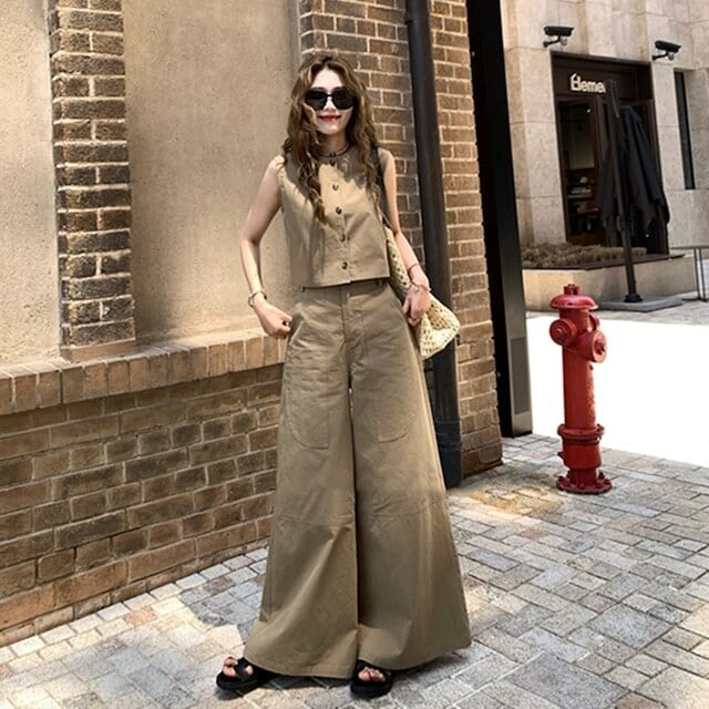 【set】2WAYタンクトップ+ワイドパンツ2点セットF7363