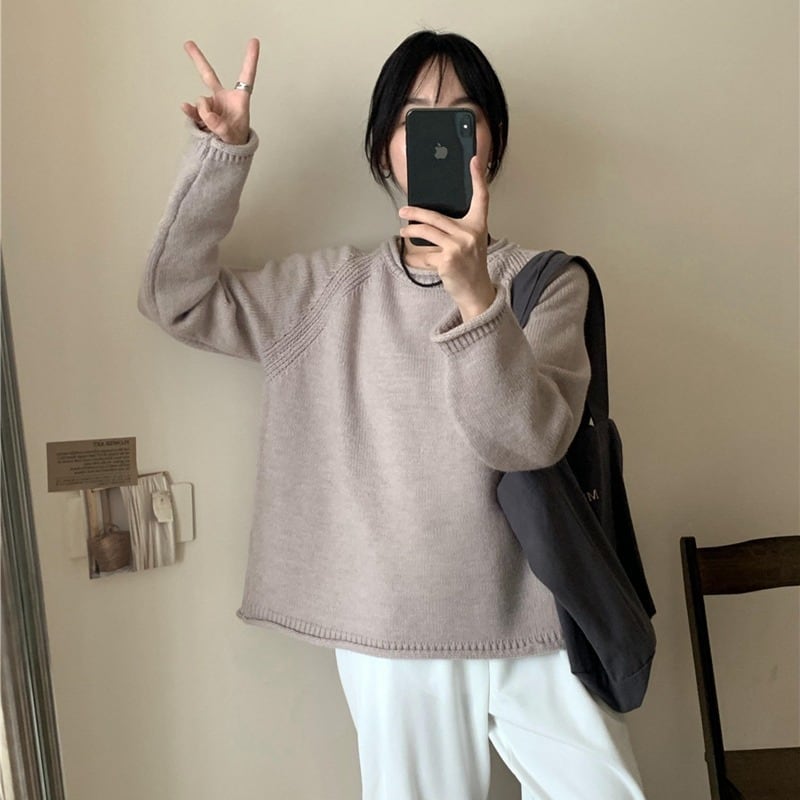 【tops】クルーネックニットセーター　M18672