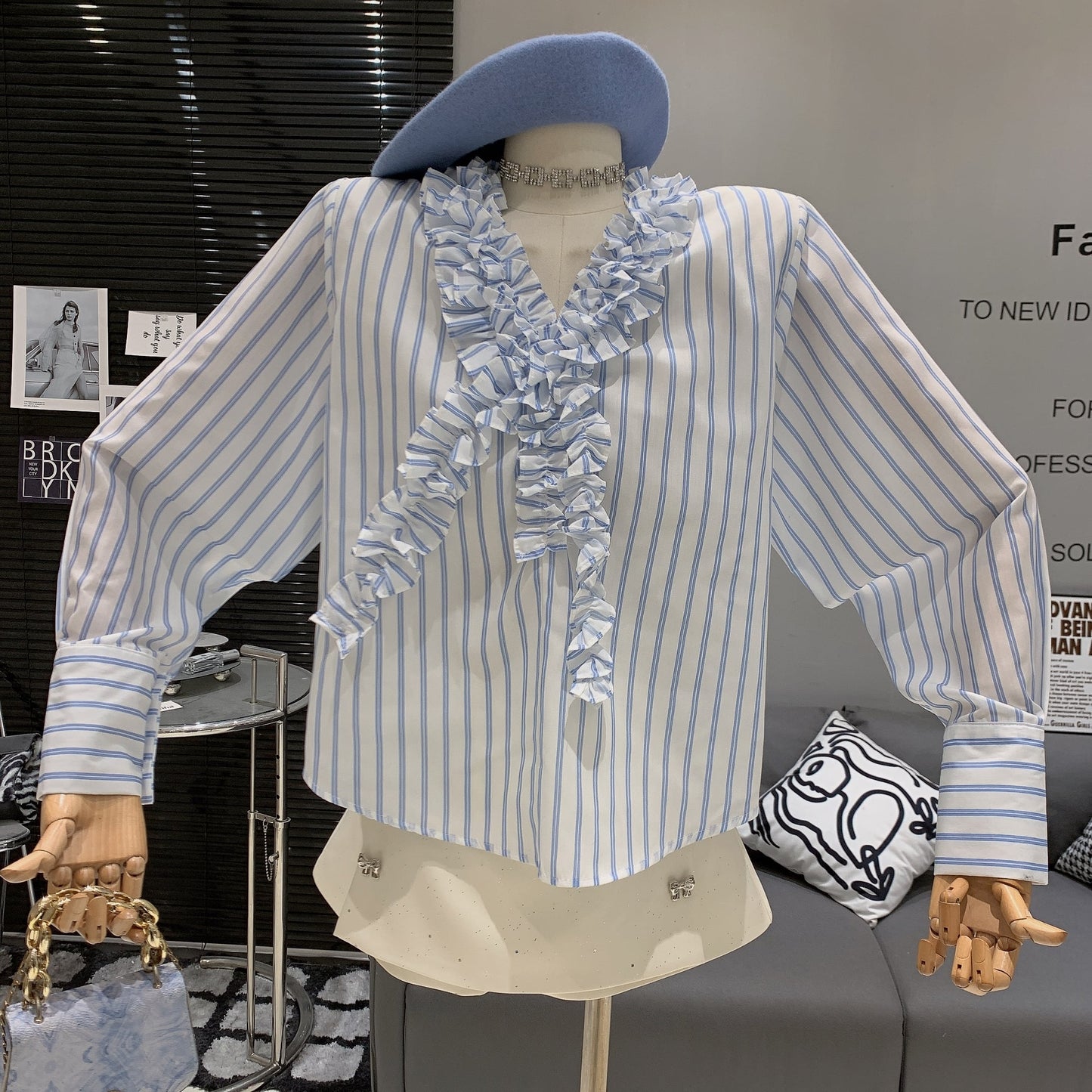 【tops】フリルシャツブラウス　M29981
