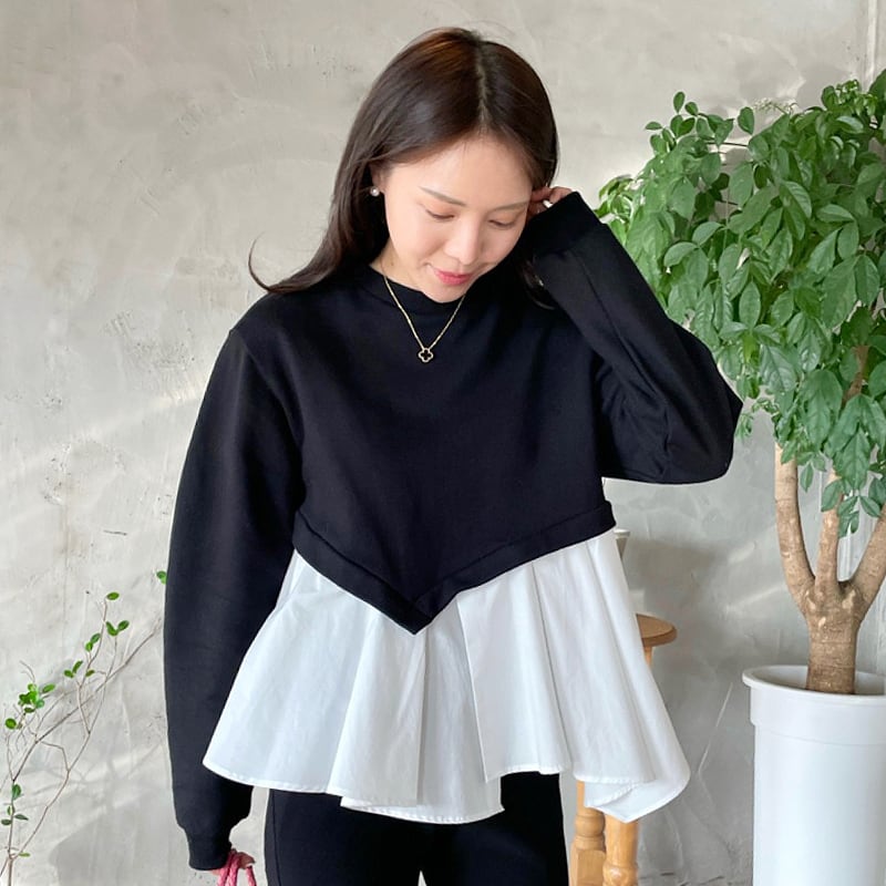 【tops】フリルドッキングパーカー　M18419