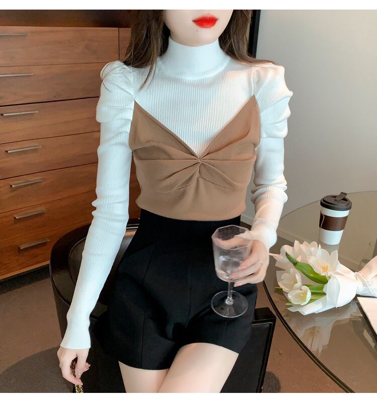 【tops】ドッキングニットトップス　M18855