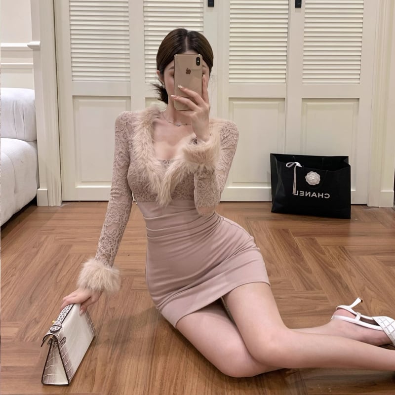 【dress】ファードッキングレースワンピース Q7193