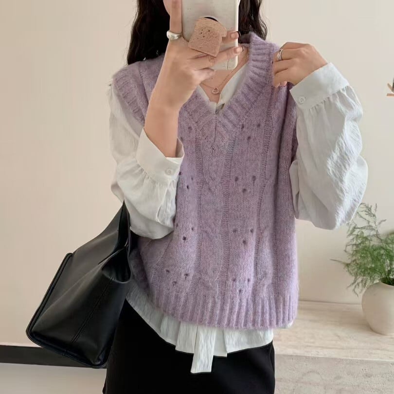 【tops】Vネックニットベスト　M29071