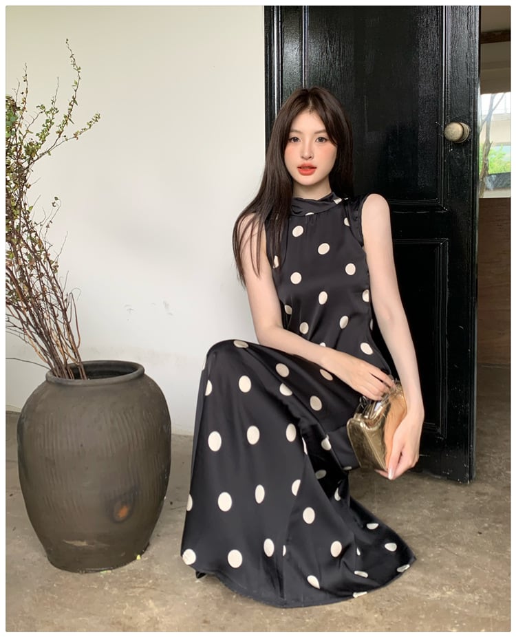【dress】ノースリーブドット柄ワンピース　M24575