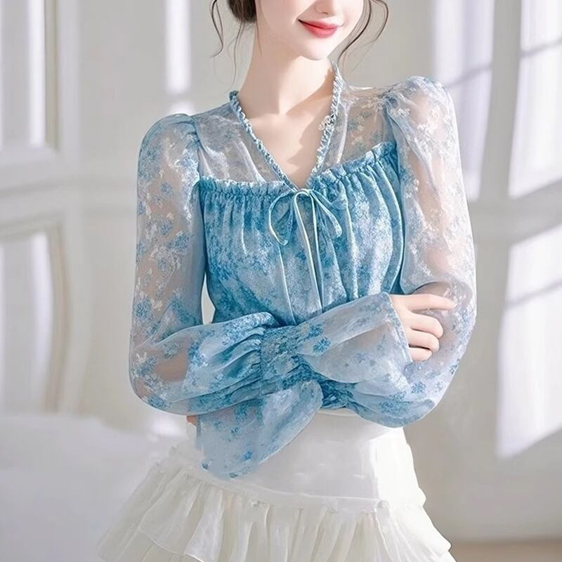 【tops】花柄ブラウス　M30011