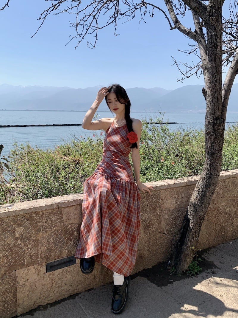 【dress】チェック柄ワンピース　M25103