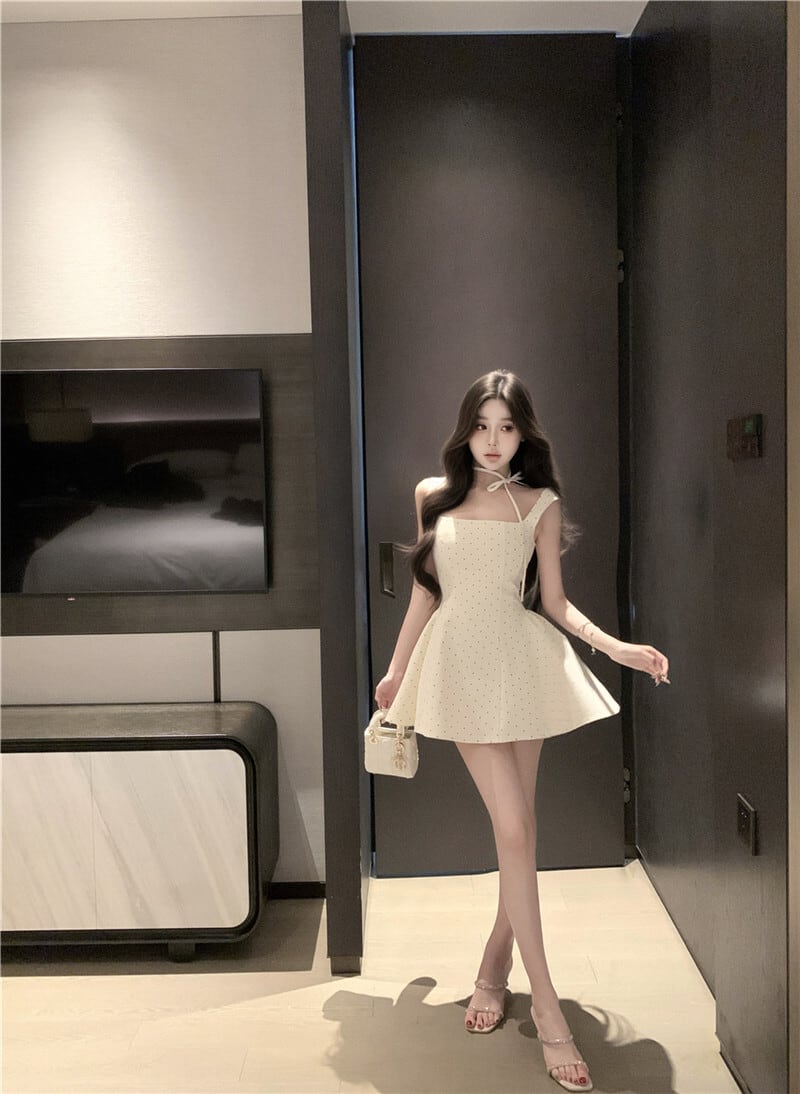 【dress】ドット柄キャミワンピース　M30065