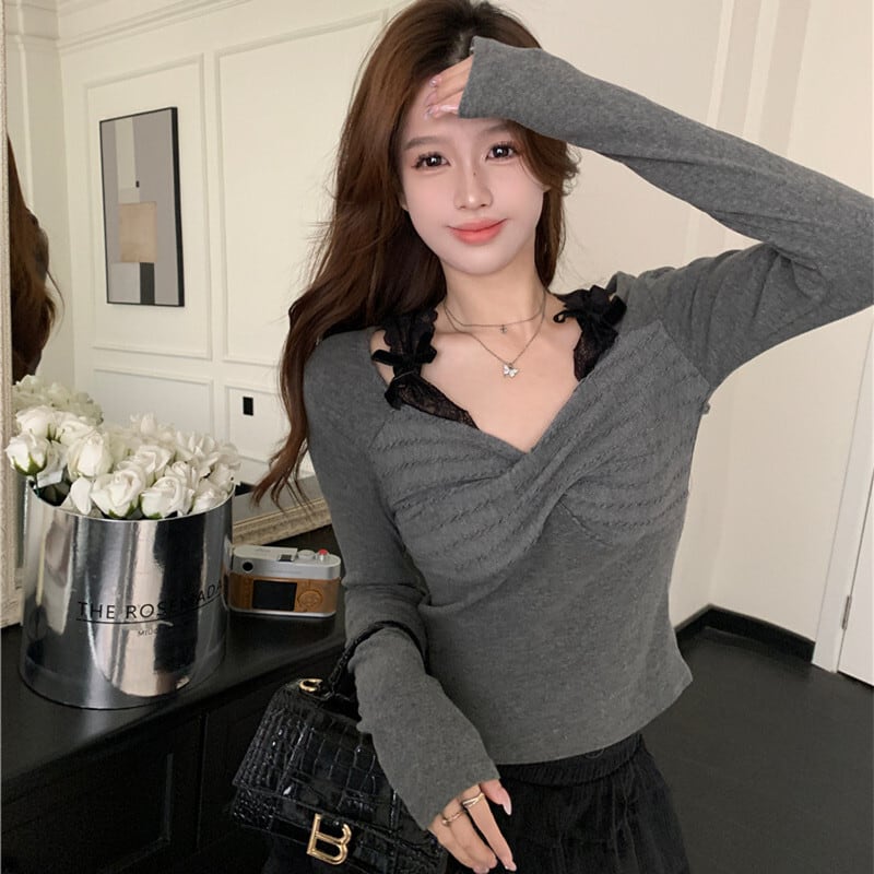 【tops】レース切り替えトップス　M27422