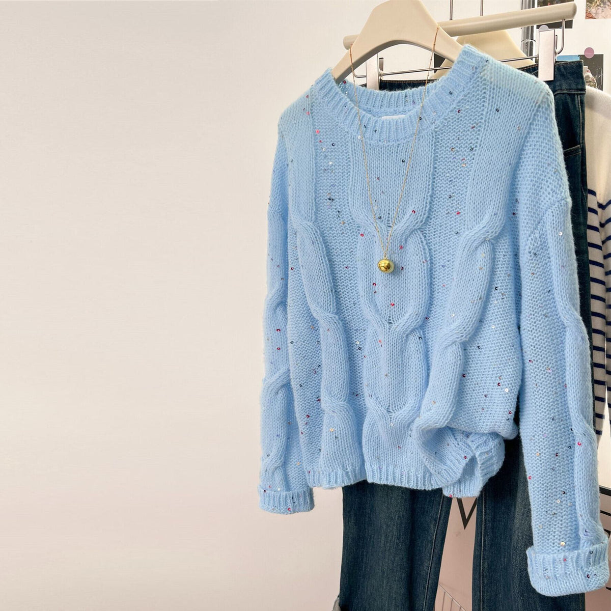 【tops】クルーネックニットセーター　M29236