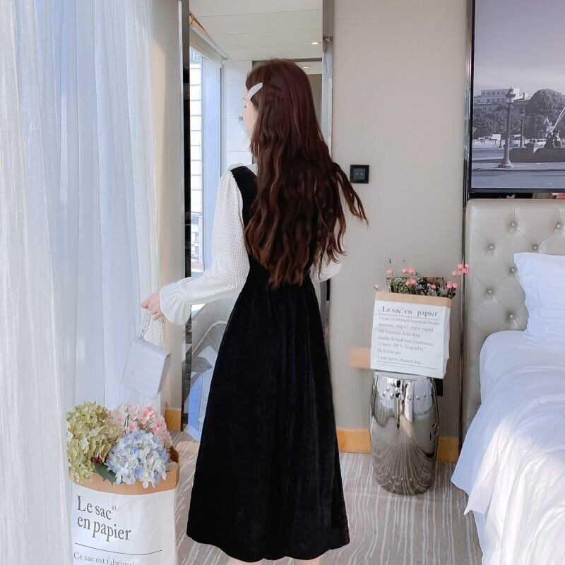 【dress】フリルドッキングワンピース　M18863