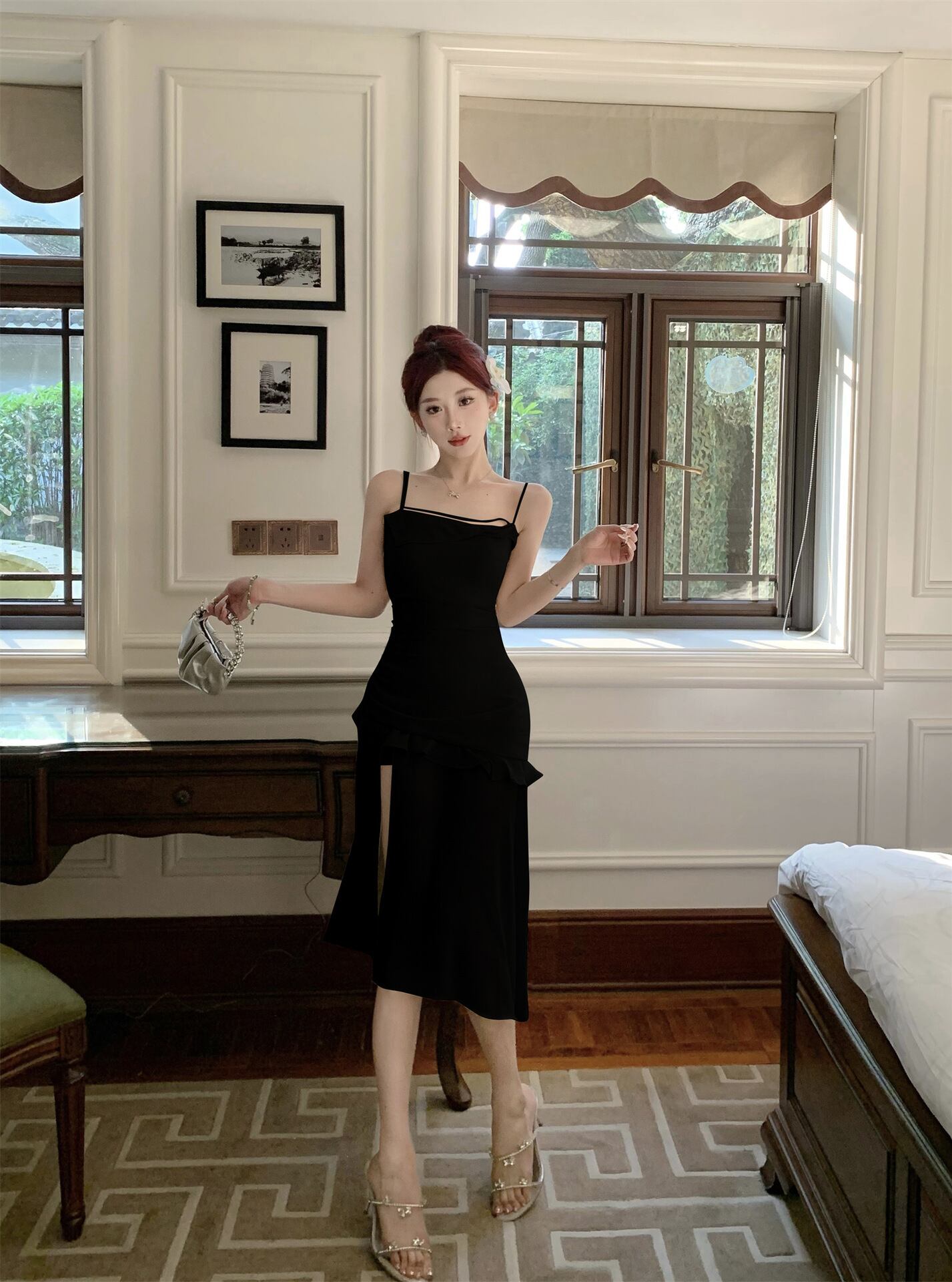 【dress】フリルスリットキャミワンピースG21364