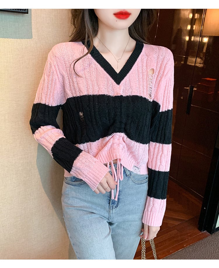 【tops】カットワークニットセーター　M25768