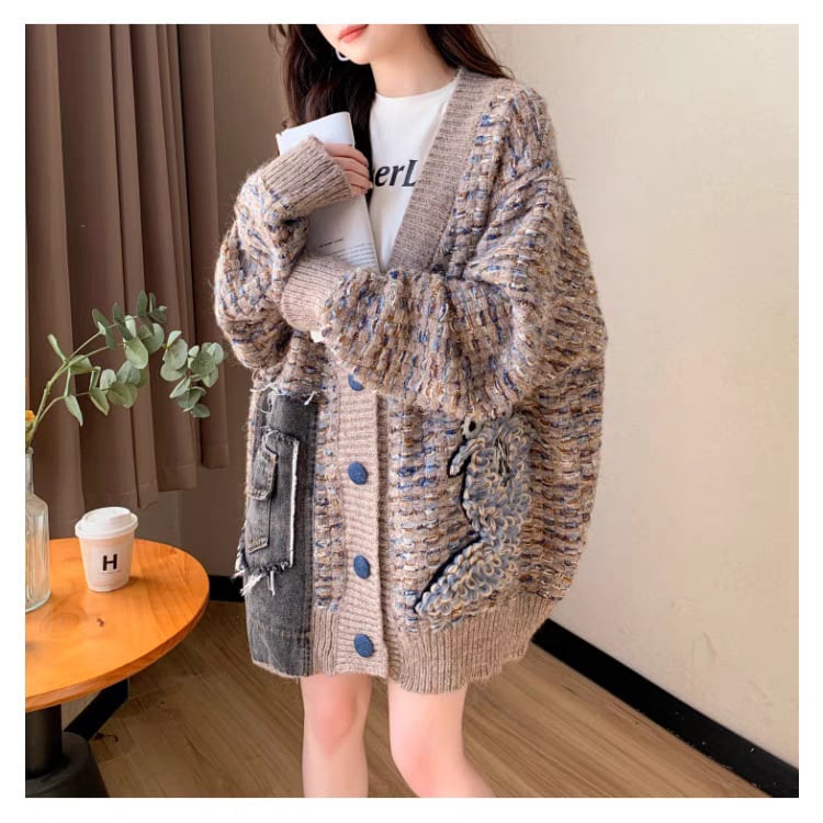 【outer】Vネックニットカーデ　M25755