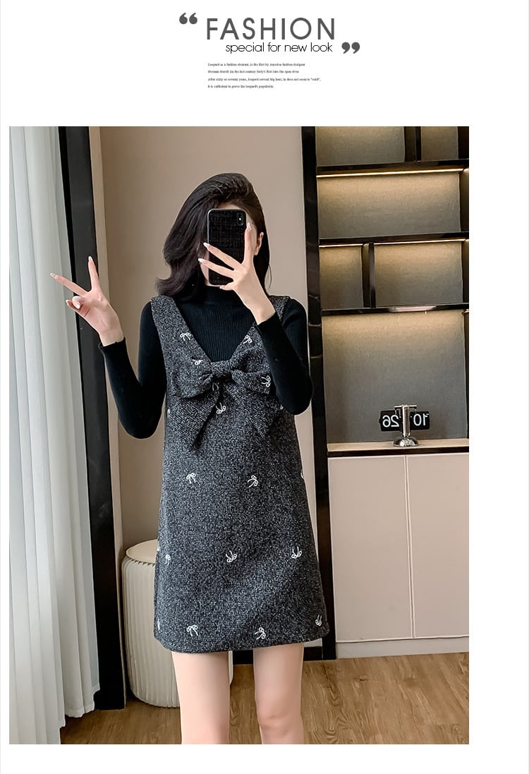 【set】ニットトップス×バックリボンワンピースセット　M28246