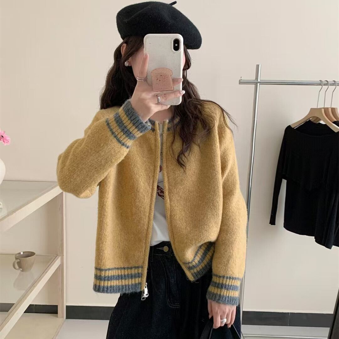 【outer】ファスナーニットカーデ　M28558