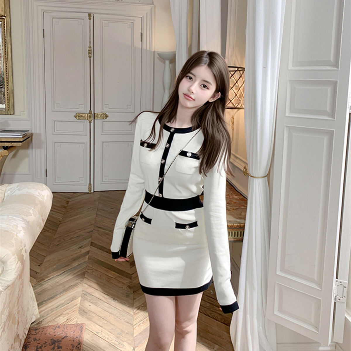 【dress】ニットミニワンピース　N3446