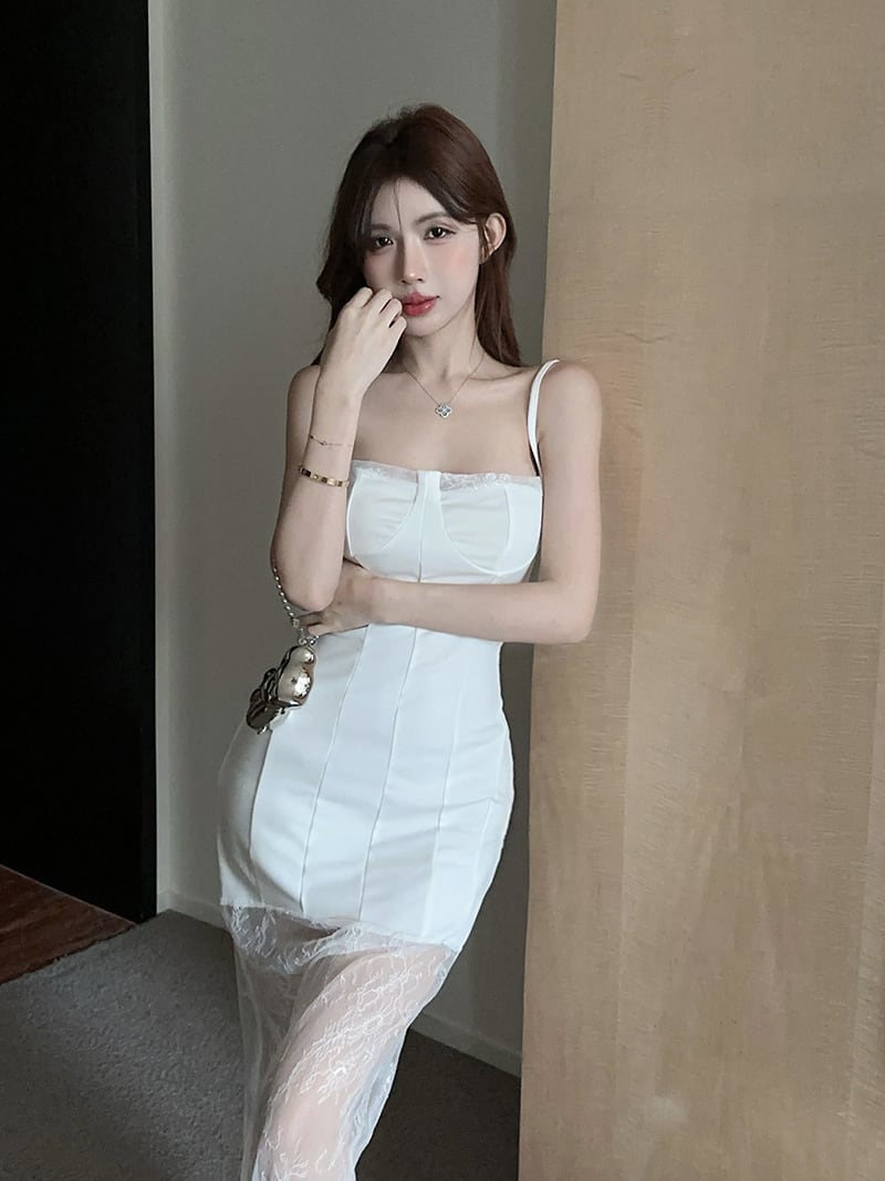 【dress】レース切り替えキャミワンピース　M30139