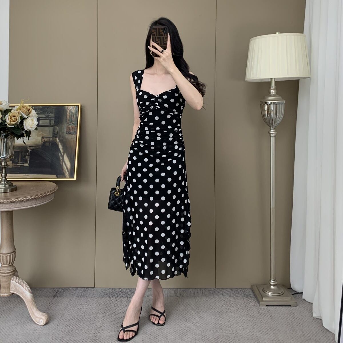 【dress】ドット柄キャミワンピース　M29994