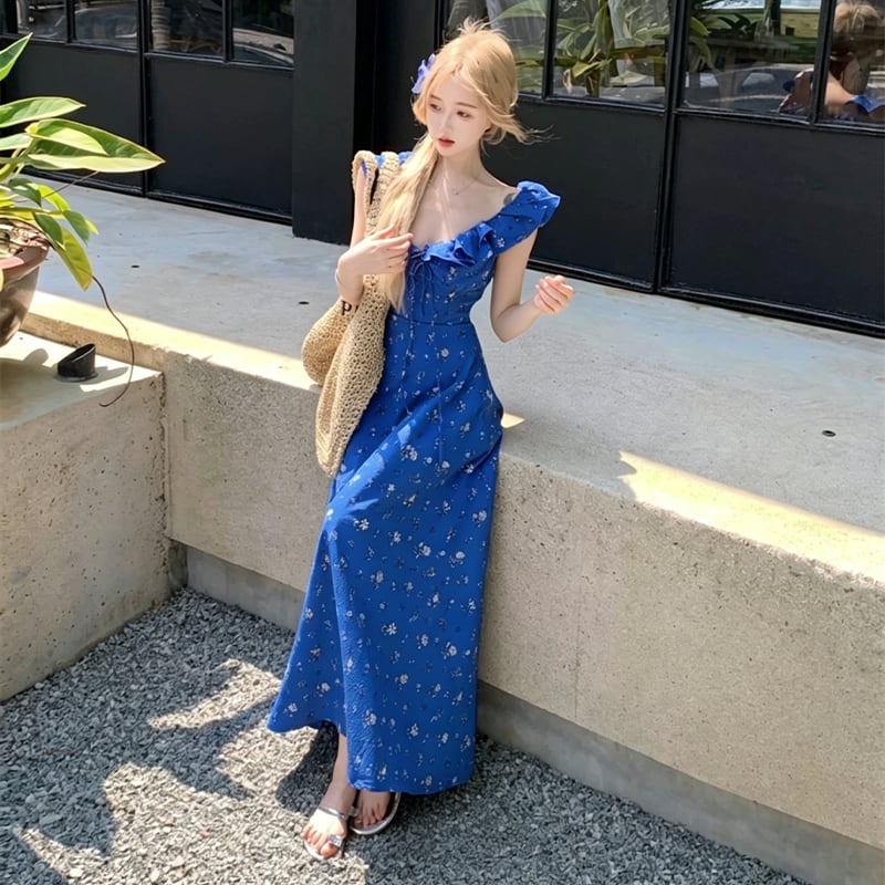 【dress】ギャザーフリルロングキャミワンピース Q8508