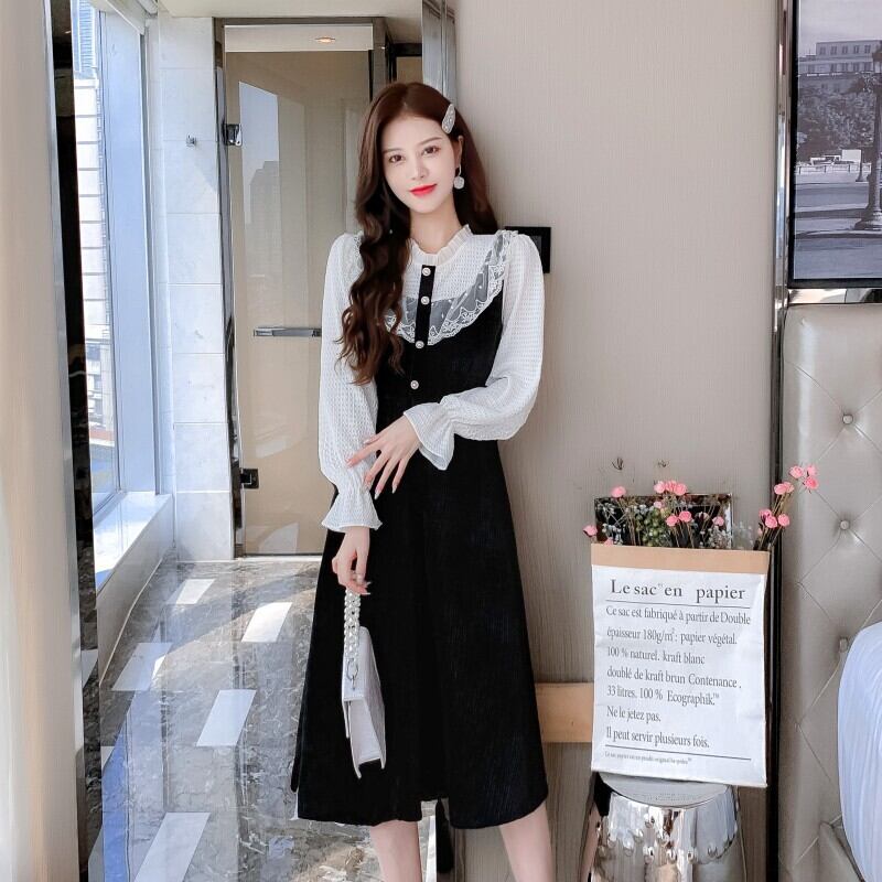 【dress】フリルドッキングワンピース　M18863