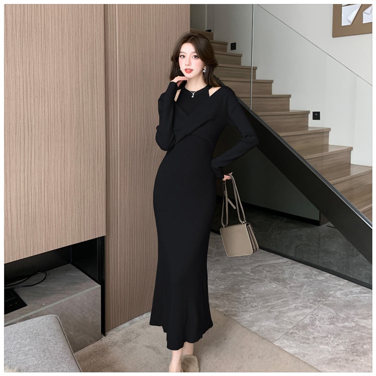 【dress】切り替えニットワンピース　M28022