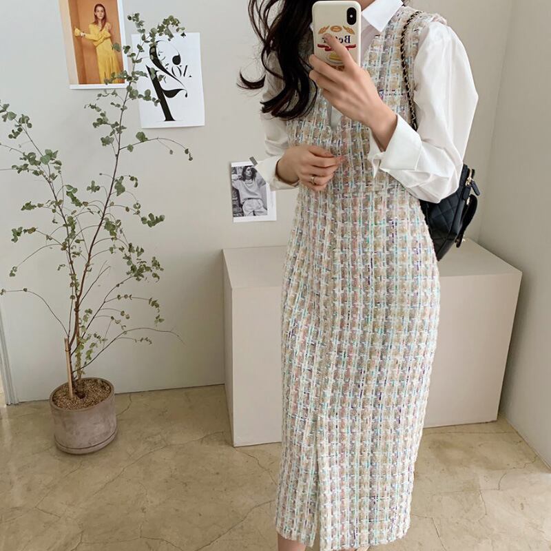 【dress】ツイードノースリーブワンピース　N2197