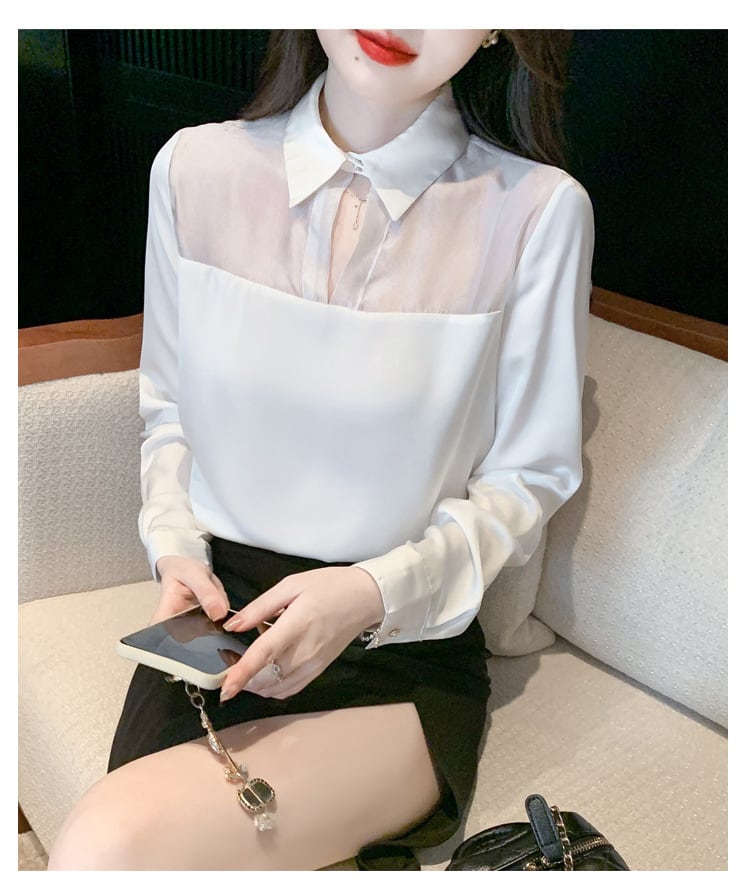 【tops】チュールコンビシャツトップス　M28615
