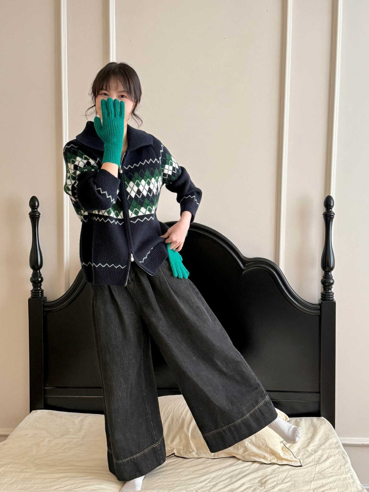 【outer】POLOネックニットカーデ　M29051