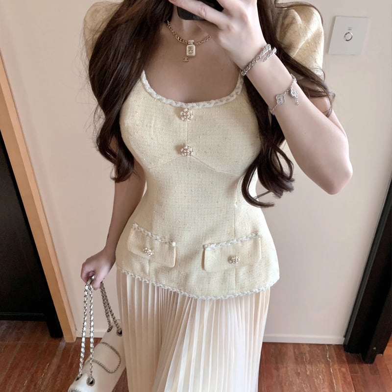 【dress】チュールドッキングワンピース Q8275