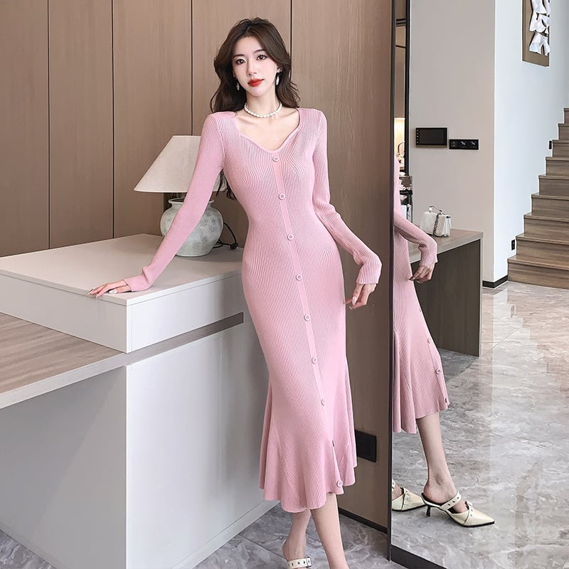 【dress】マーメイドニットワンピース　M28242