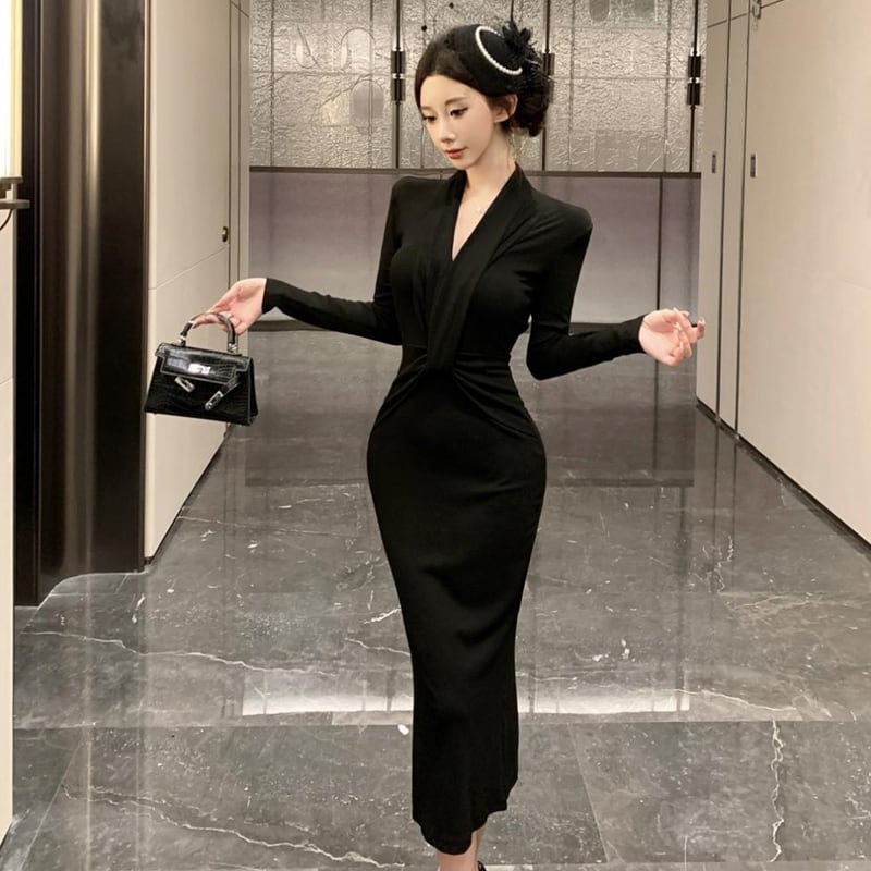 【dress】タイトロングワンピース Q7758