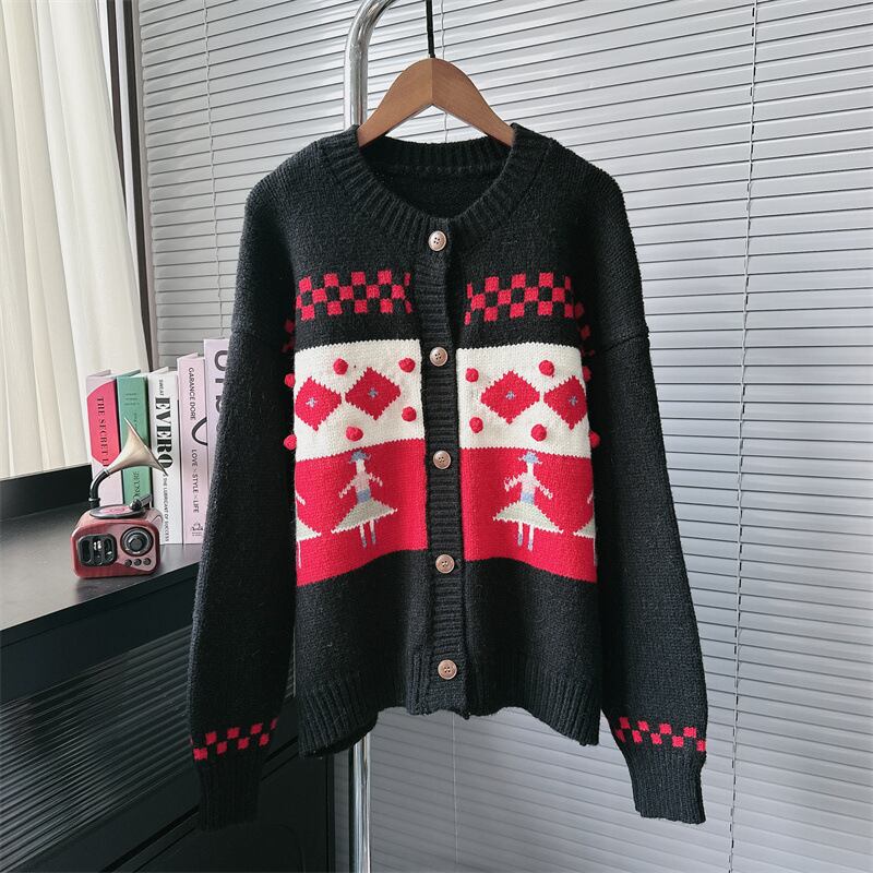 【outer】ジャカードニットカーデ　M28286