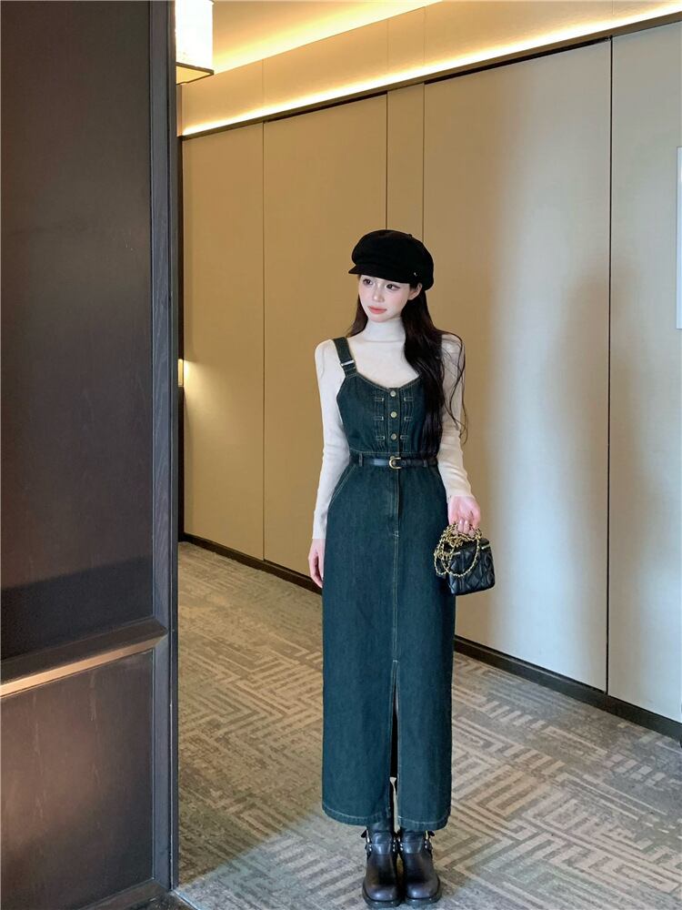 【dress】サロペットデニムワンピース　M27988