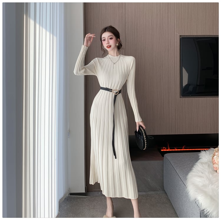 【dress】ニットワンピースベルト付き　M27464