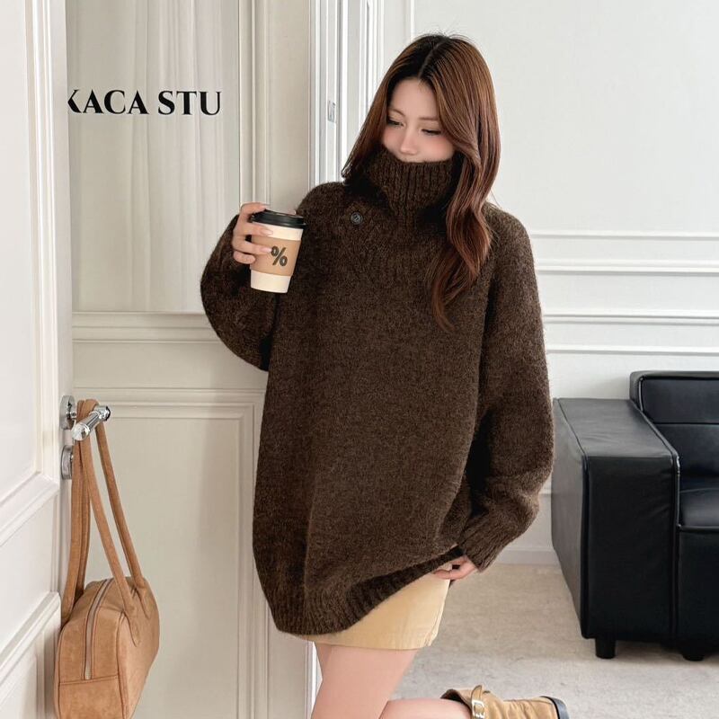 【tops】ハイネックニットトップス Q7033