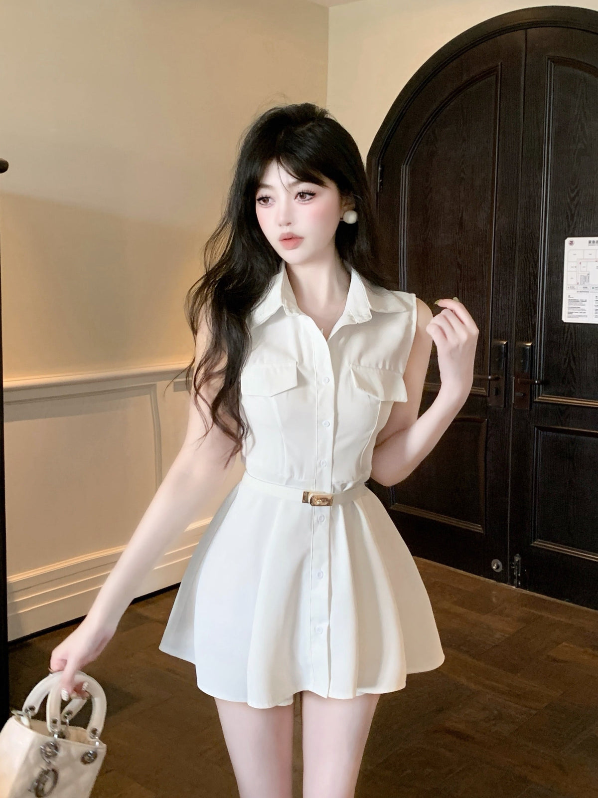 【dress】POLOネックシャツワンピース　M24537