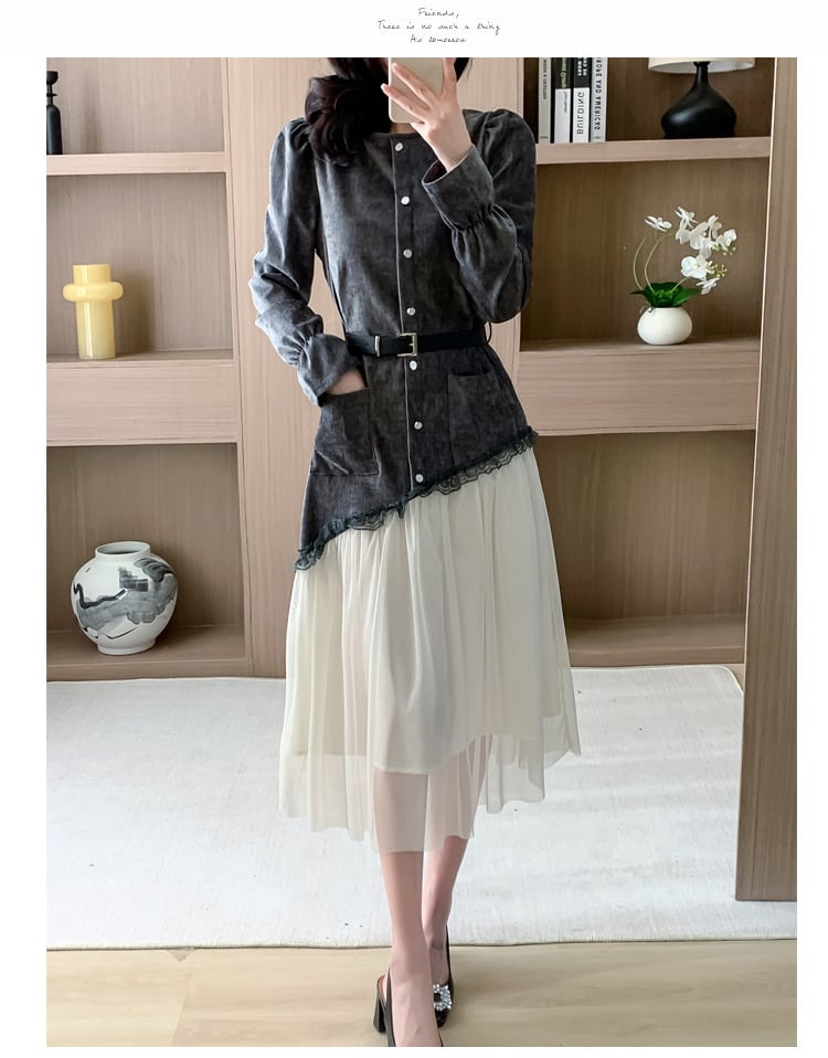 【dress】チュールコンビワンピース　M29588