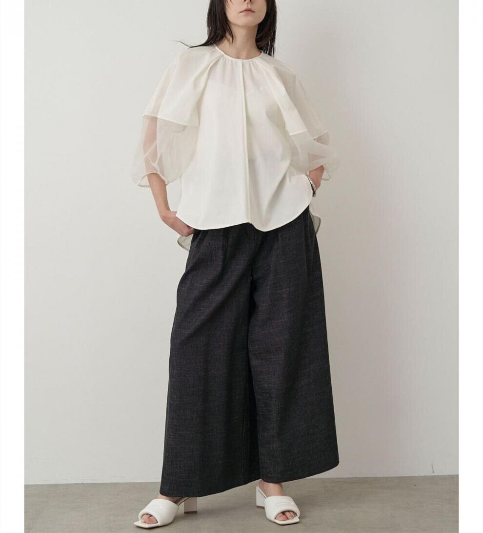 【tops】チュールコンビブラウス　M29949