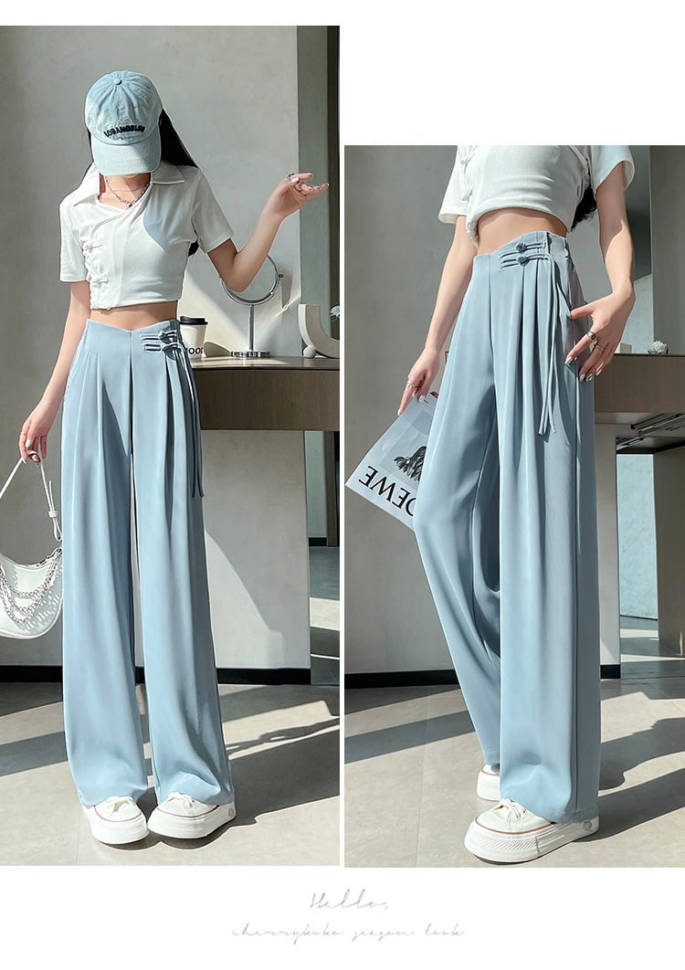 【bottoms】4色ハイウエストスーツパンツF7492