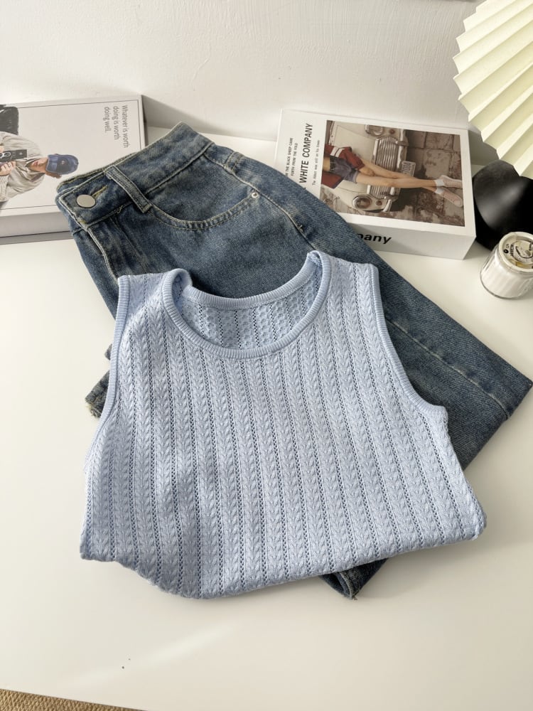 【tops】ニットノースリーブトップス　M29941
