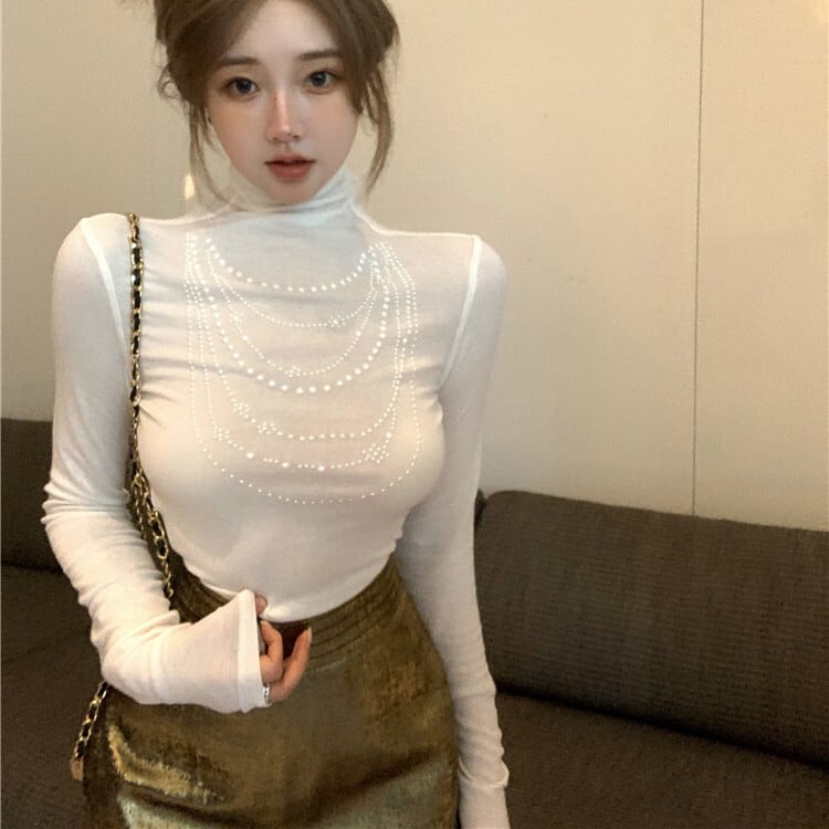 【tops】パールニットトップス　M28345