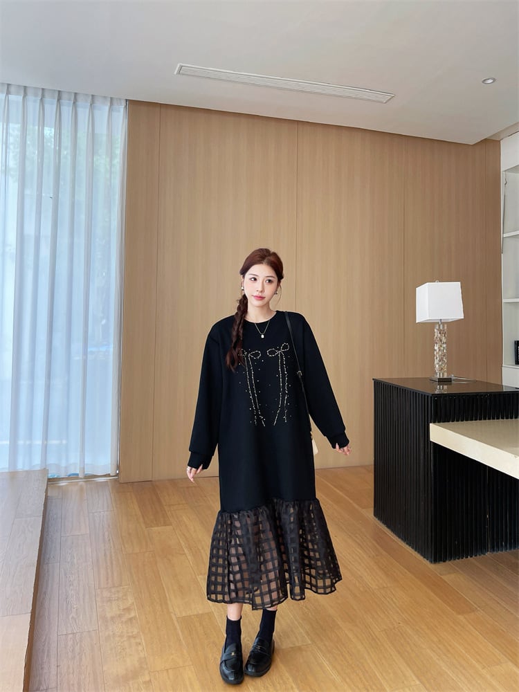 【dress】ビジュードッキングカジュアルワンピース　M28929