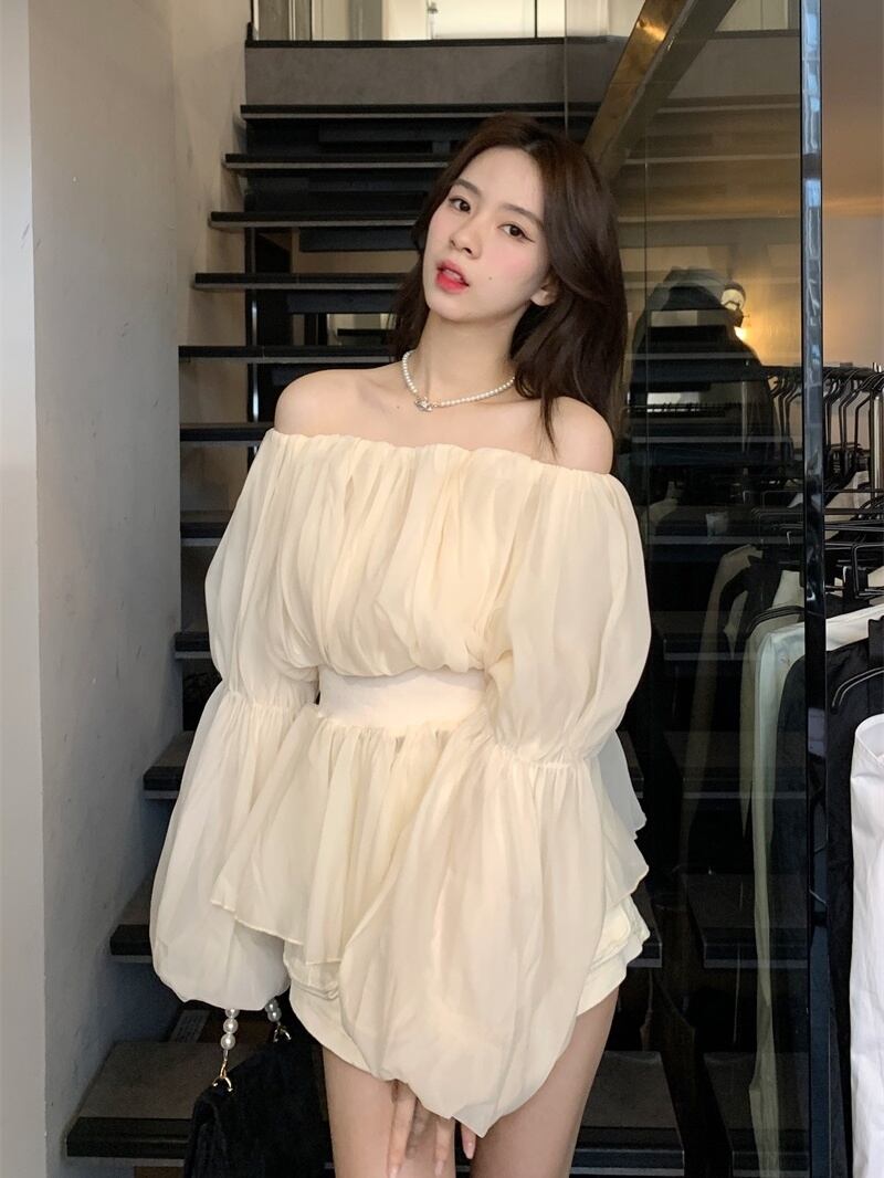 【tops】オフショルダーパフスリーブ ブラウスG20416