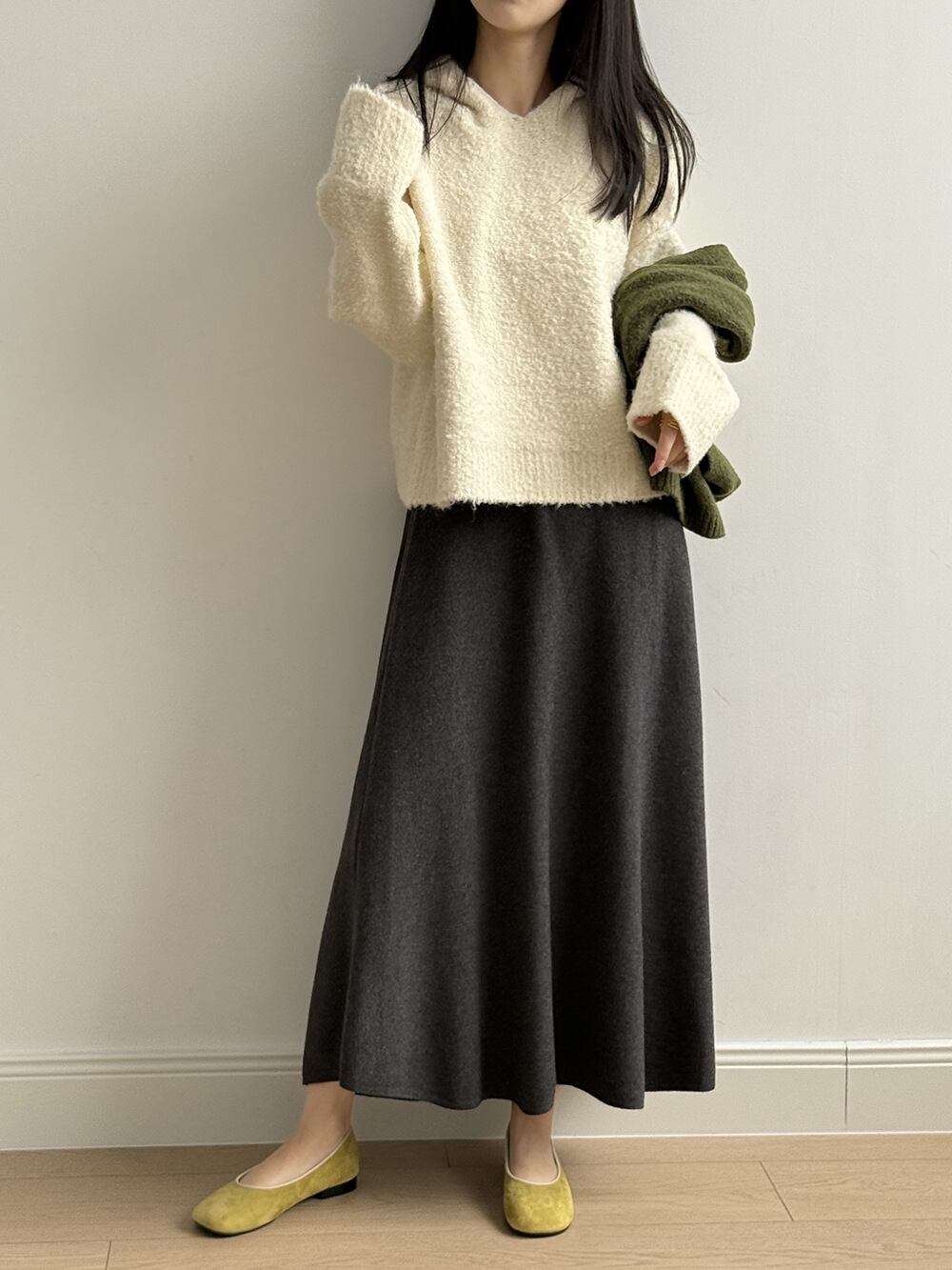 【tops】フード付きニットトップス Q7367