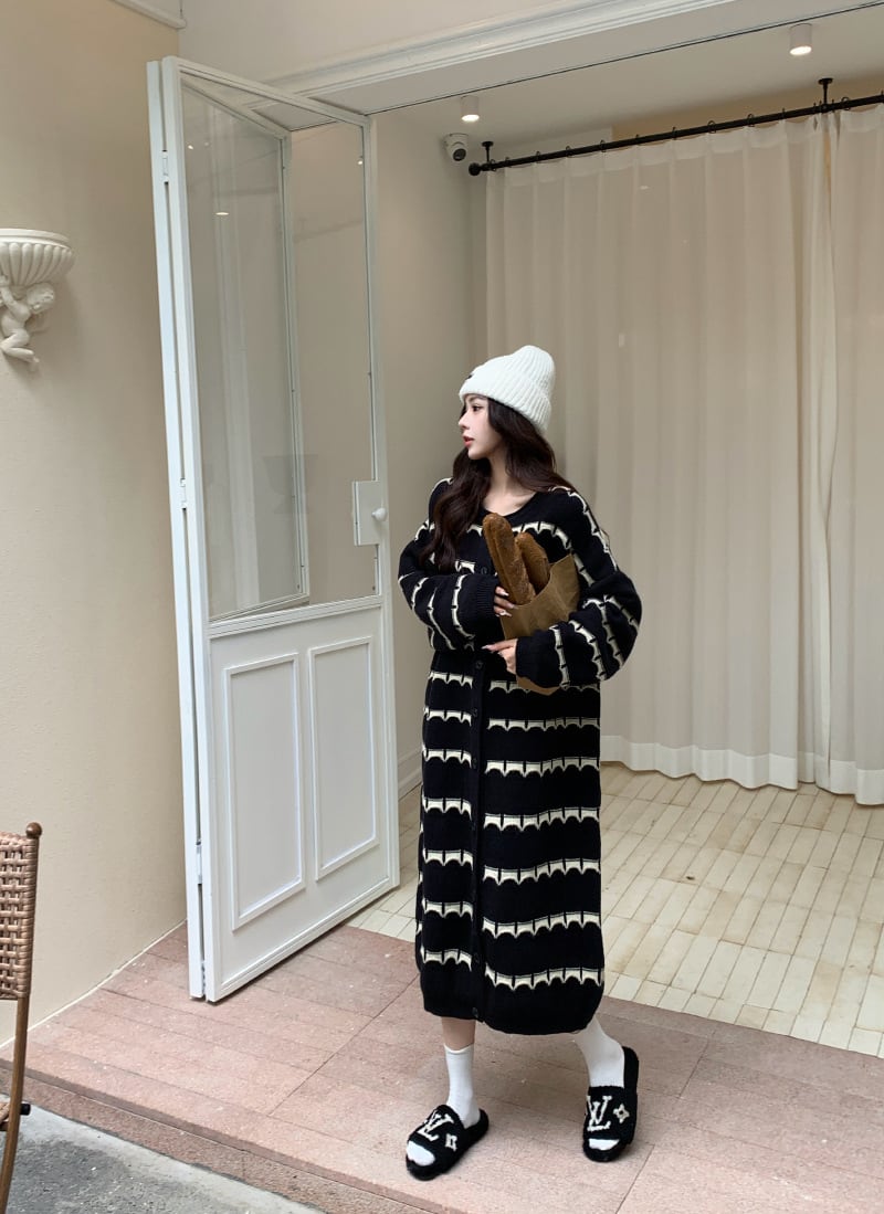 【dress】ボーダー柄ニットワンピース　M28377