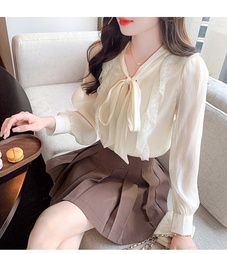【tops】リボン付きシャツトップス　M29094