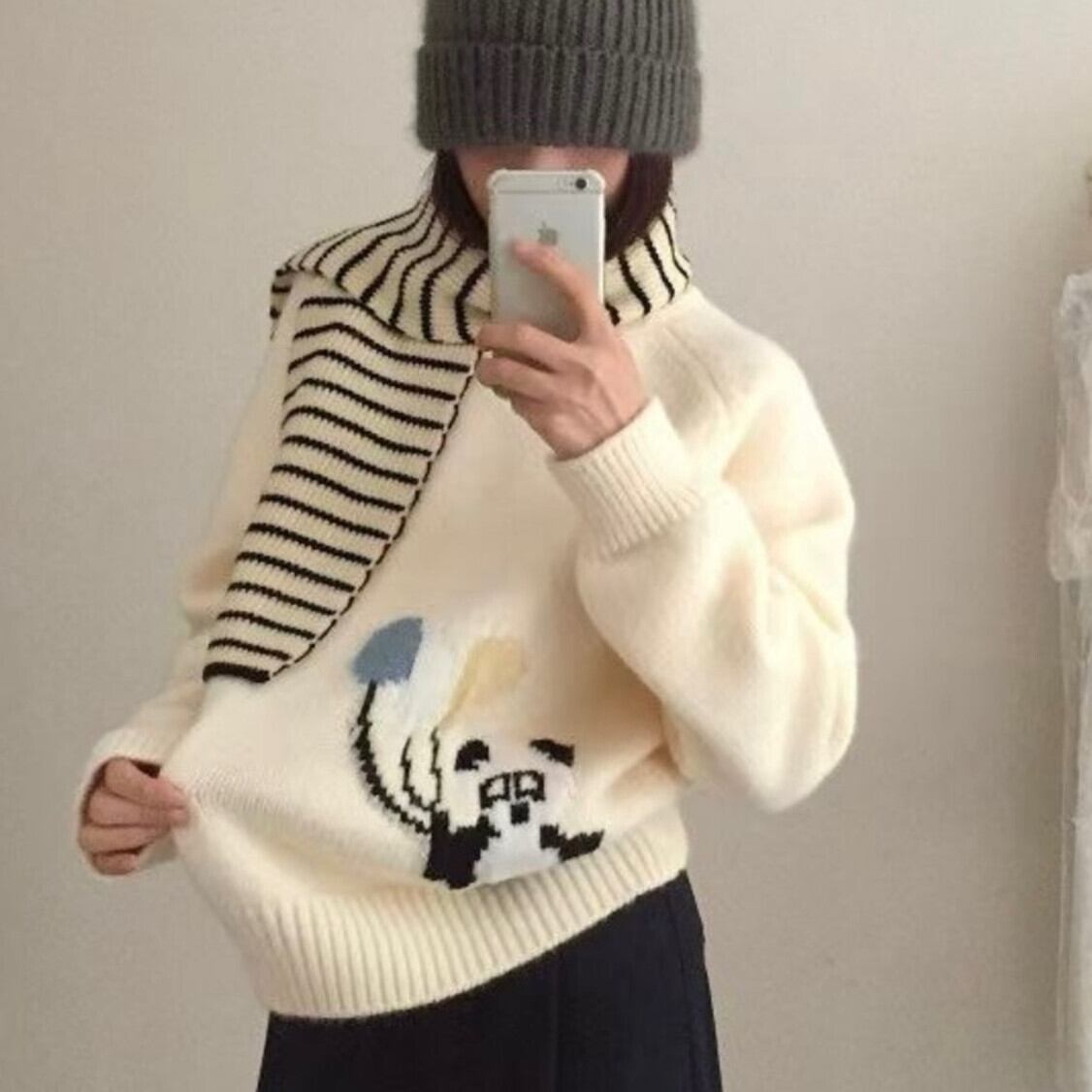 【tops】ジャカードニットセーター　M28777